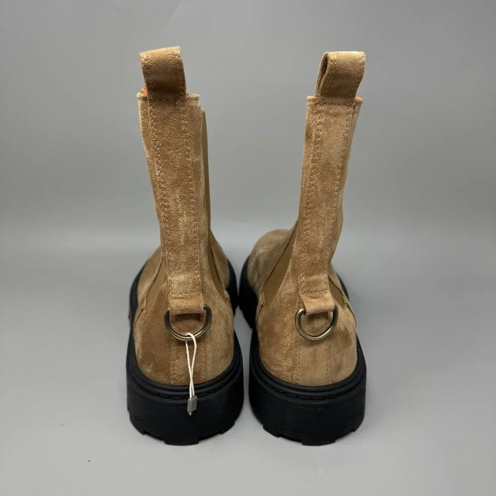 Philippe Model Boots Mens Size 11.5 Tan Suede Made in Italy Chunky Sole Chelsea